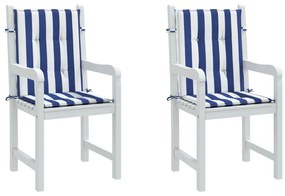 Almofadões cadeira encosto baixo 2pcs tecido riscas azul/branco