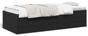 vidaXL Sofá-cama com gavetas sem colchão 75x190 cm preto