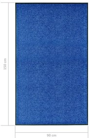 Tapete de porta lavável 90x150 cm azul