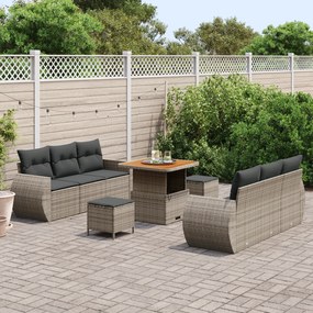 Conjunto de Sofá de Jardim vidaXL com Almofadas Cinzas de Rattan e Acá