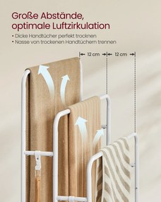 Toalheiro com 3 calhas 70 x 30 x 100 cm Branco + bege natural