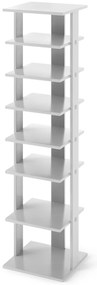 Sapateira vertical para sapatos com 7 níveis e dispositivo anti-tombamento, economiza espaço no quarto, 28,5 x 25,5 x 110 cm, cinza