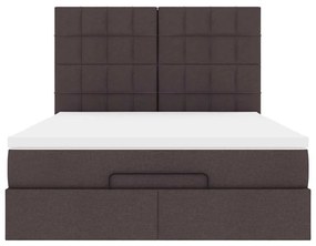 Estrutura cama otomana colchão 140x200cm tecido castanho escuro