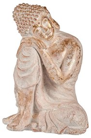 Figura Decorativa para Jardim Buda Branco/Dourado Poliresina (35,5 x 54,5 x 42 cm)