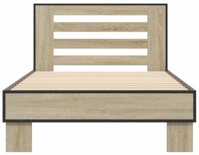 Estrutura de cama derivados de madeira e metal carvalho sonoma