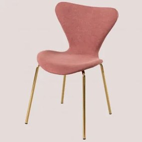 Cadeira de jantar empilhável estofada estilo Uit Terracota & Dourado - Sklum