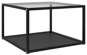 vidaXL Mesa de centro 60x60x35 cm vidro temperado transparente e preto