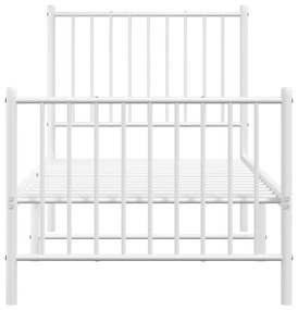 Estrutura de cama com cabeceira e pés 75x190 cm metal branco