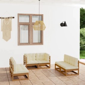 vidaXL 6 pcs conjunto lounge de jardim com almofadões pinho maciço