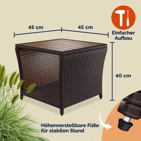 Mesa de apoio Jardim Polyrattan 45x45x40cm castanha