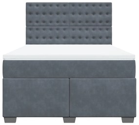 Cama com molas/colchão 140x200 cm veludo cinzento-escuro