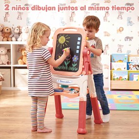 Cavalete de Desenho Infantil, 50 x 36 x 72,5 cm, Dupla Face Giratória, Rosa