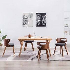 vidaXL Cadeiras jantar 4 pcs madeira curvada e tecido cinzento-escuro