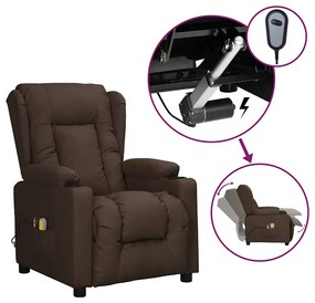 Poltrona de massagens elétrica couro artificial castanho