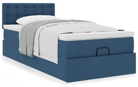 Cama otomana com colchão 90x200 cm tecido azul