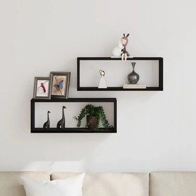 Prateleiras de Parede vidaXL 2 Peças Carvalho Preto 60x15x23 cm Feitas