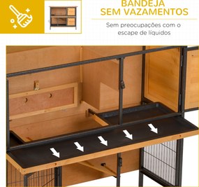 Coelheira de Madeira de 2 Níveis com Teto Asfáltico Rebatível e Rampa para Exterior 122x50x101 cm Madeira e Preto