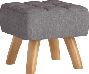 HOMCOM Pufe Estofado 27x27x26 cm Apoio de Pés com Pés em Madeira Cinza | Aosom Portugal