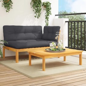 vidaXL 2 pcs móveis de paletes p/ jardim com almofadões acácia maciça