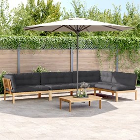 vidaXL 5 pcs móveis de paletes p/ jardim com almofadões acácia maciça