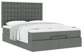 Estrutura de cama otomana com colchão 140x190cm cinzento escuro