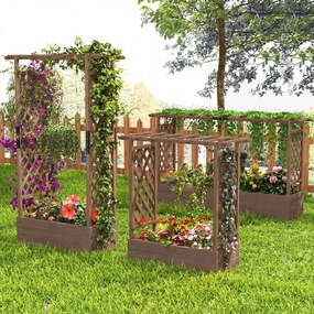 Floreira com Treliça para Plantas Trepadoras, 200 x 44 x 114 cm, Base Removível, Castanho