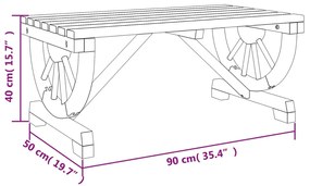 Mesa de centro para jardim 90x50x40 cm madeira de abeto maciça