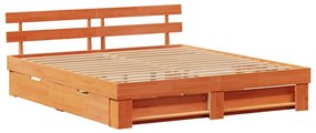 Estrutura da Cama Castanho-mel 180 x 200 cm Madeira Sólida