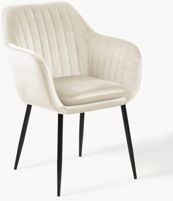 Cadeira com braços em veludo com pernas de metal Emilia