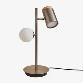 Lâmpada De Mesa Direccionável Com 2 Pontos De Luz Em Ferro Amaranto Cinza Cromado - Sklum