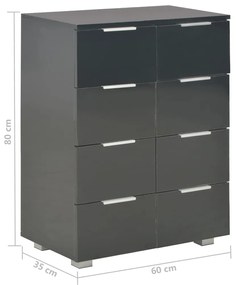 Aparador 60x35x80 cm derivados de madeira preto brilhante
