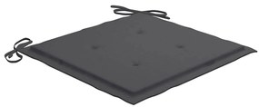 3 pcs conj. jantar dobrável exterior c/ almofadão teca maciça