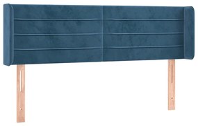 Cabeceira cama c/ luzes LED veludo 147x16x78/88 cm azul-escuro