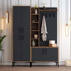 Hall Stand Viyana DA – Nogueira e Antracite – 150x200x35 cm