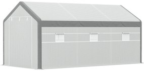 Outsunny Estufa Jardim com 2 portas e 6 janelas enrolaveis 600x300x280 cm Branco