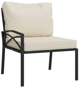 9 pcs conjunto lounge de jardim aço c/ almofadões areia