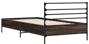 Estrutura de cama derivados de madeira/metal carvalho castanho