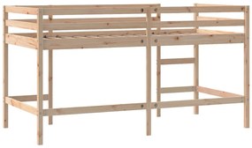 Cama alta p/ criança c/ escada 90x200cm madeira de pinho maciça