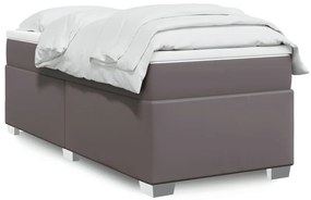 Cama com molas/colchão 90x190 cm couro artificial cinzento