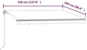 Toldo retrátil automático 350x250 cm creme