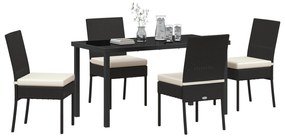 Conjunto de 5 Peças para Jantar no Jardim Preto Rattan Poliéster