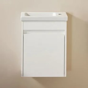 Conjunto De Móvel De Casa De Banho Em Madeira Com Lavatório Integrado Narek Branco & Sem Espelho & Sem Torneira & ↔︎ 40 Cm - Sklum