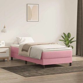 Box Cama de primavera sem Colchão Rosa 100x210 cm Veludo