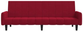 Sofá-cama de 2 lugares veludo vermelho tinto