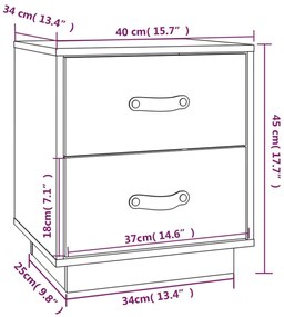 Mesas de cabeceira 2 pcs 40x34x45 cm pinho maciço castanho mel