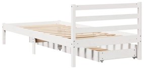Cama sem colchão 75x190 cm madeira de pinho maciça branco