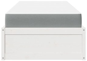 Cama com colchão 100x200 cm madeira de pinho maciça branco