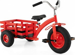 Triciclo Infantil, 117 x 55 x 68 cm, Assento e Guiador Ajustáveis, Vermelho
