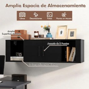 Armário suspenso para TV de 2 portas  108 x 33 x 30,5 cm com 2 cubos Consola de arrumação Preto