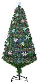 HOMCOM Árvore de Natal Artificial 150cm Árvore de Natal com 180 Ramos 21 Luzes LED e Fibra Óptica Decoração de Natal Ø60x150cm Verde | Aosom Portugal